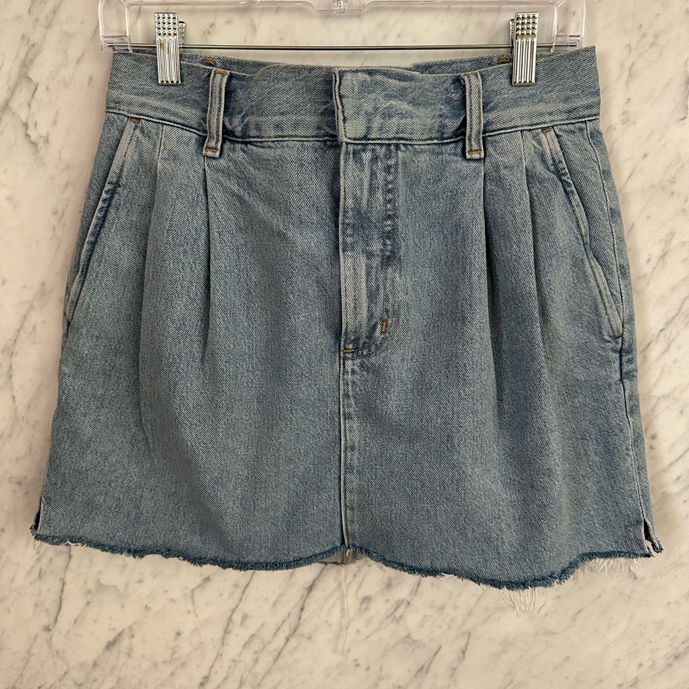 AGOLDE Pleated Denim Mini Skirt